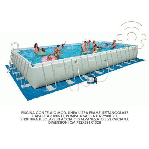 Intex Ultra Frame Pool 732 x 366 x 132 cm rechteckig mit Rahmen und Pumpe