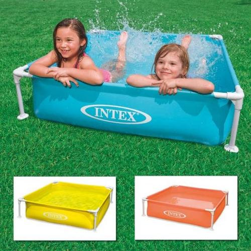 Mini Intex Orange Pool 122x122x30 cm rechteckig mit Rahmen Ã¼ber dem Boden