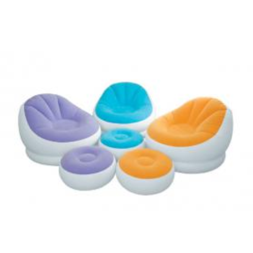 airbed armchair with pouff inflatable light blue relax chair intex 68572