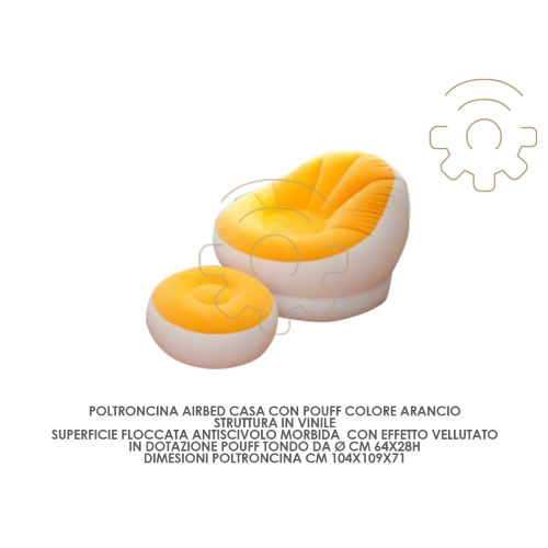 poltroncina arancio airbed con pouff sedia relax arancione gonfiabile 68572