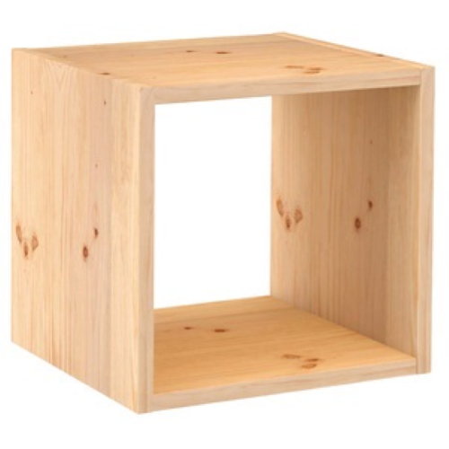 Cube shelf mobile kit in natural pine wood 36,2X36,2X33h cm for furniture