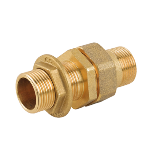 Extended straight fitting for brass boxes with 1 "spare connection