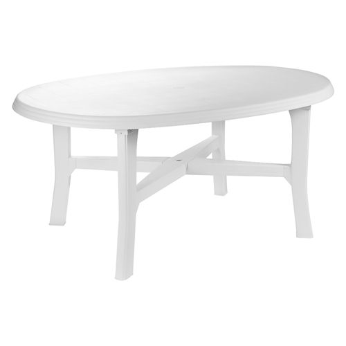 Donau ovaler Gartentisch aus weißem Polypropylen für den Außenbereich 110x165x72 cm