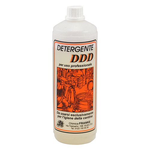 Detergente líquido DDD 1 lt a base de hipoclorito de sodio adecuado para la limpieza de vasijas de vino y para esterilizar recipientes de uso enológico