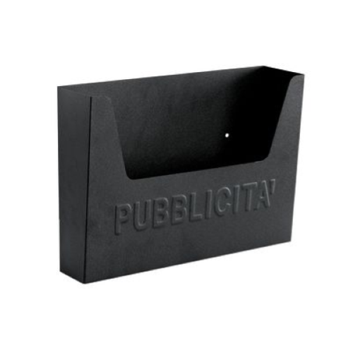 Cassetta porta pubblicità portalettere nera cm 34x7x26h in lamiera stampata