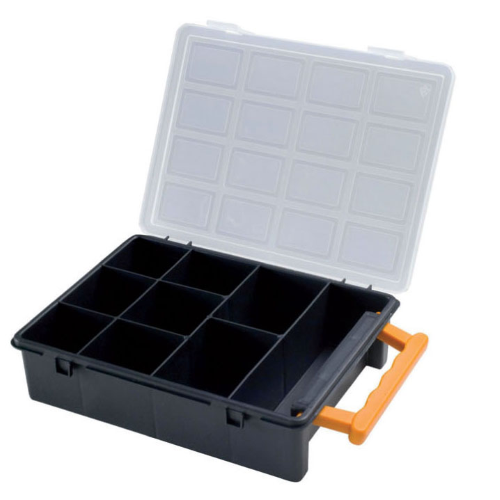 contenedor caja de piezas pequeÃ±as cm 24x19x6h con 9 compartimentos antigolpes