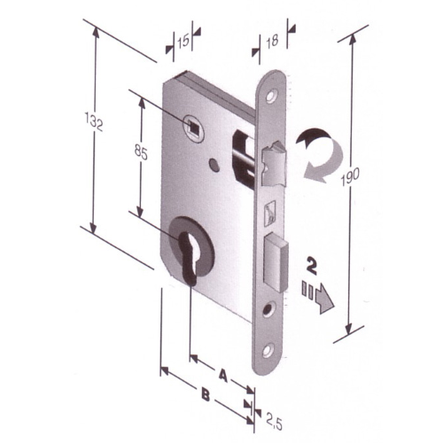 patent serratura foro yale ottonata quadro mm 8 interasse mm 85 entrata mm 50