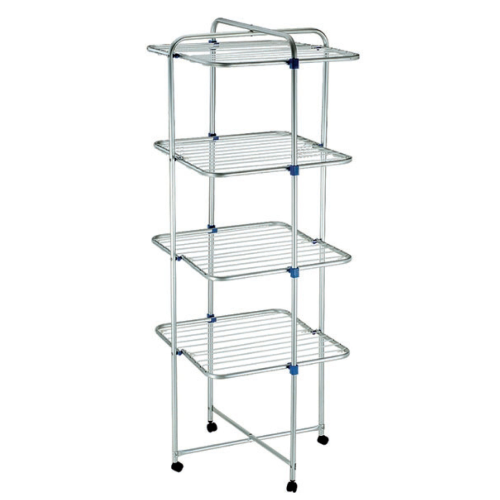 Tower column clothesline with 4 aluminum shelves cm 64x62x166h complete with wheels