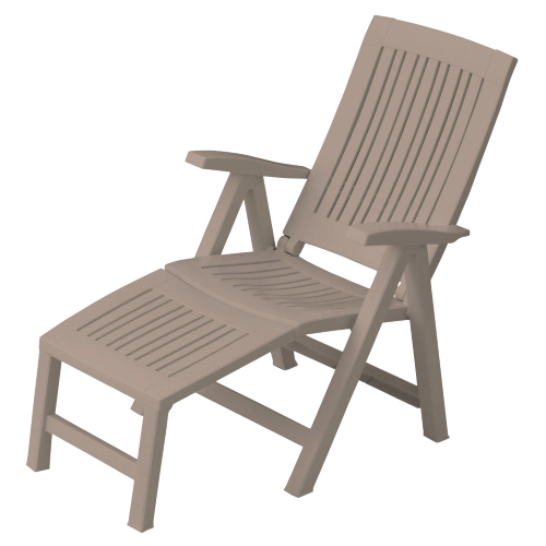 Lucrezia Relax Liegestuhl mit Fußstütze aus taubengrauem Kunststoff 60x103x105 cm für Gartengarten-Außenpool