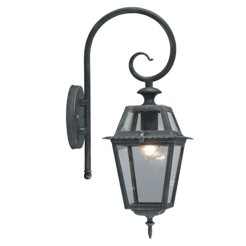 Milano lantern with arm 20x20x50 cm in gray cast iron aluminum 100 W lamps glass protection screen for outdoor use