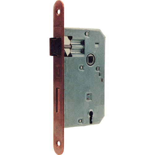 Patent bronziertes Eisenquadratschloss 8 mm Achsabstand 70 mm Einstieg 40 mm mit ovaler Platte