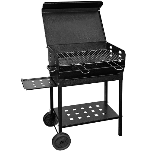 Barbecue Polifemo avec structure en acier Grille à charbon réglable avec étagères