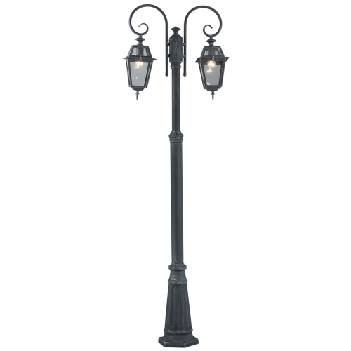 Milano lamppost with two arms cm 220 h in gray cast iron aluminum 100 W lamps glass protection screen for outdoor use