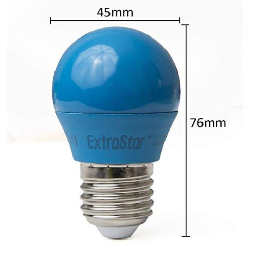 Extrastar led bulb miniglobo 4W blue light E27 for blue glass decorations