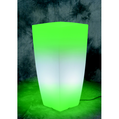Vase carré lumineux Home light en résine blanc glace / vert clair 33x33x70 cm pour mobilier d'intérieur et d'extérieur