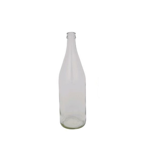 Vichy Glasflasche 1000 ml Farbe halbweiß für Wasser und Wein mit Kronkorkenmund