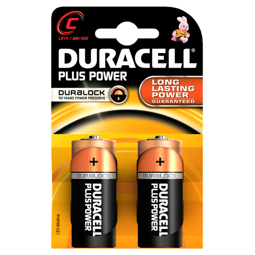 cf 2 pcs Duracell alkaline battery plus half torch MN1400 LR14 1,5W