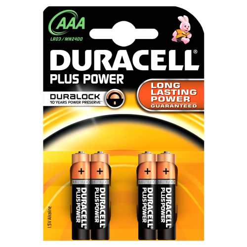 cf 4 piles Duracell Plus MN2400 1,5W ministyle alcaline