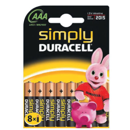 cf 8 pcs Duracell Simply batteries MN2400 1,5W alkaline ministyle batteries
