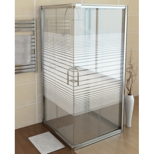 Cabine de douche en verre transparent sÃ©rigraphiÃ© mm. ProfilÃ©s en aluminium chromÃ© de 6 cm 80x80