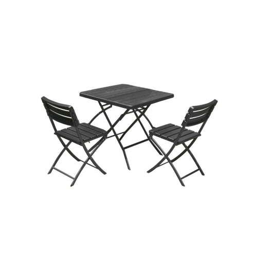 Gavoi set pranzo da giardino in polietilene con 2 sedie e tavolo nero 