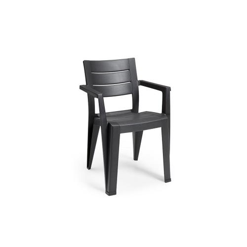 Julie stapelbarer Stuhl aus Polypropylen mit Graphit-Holz-Effekt 61,5 x 58 x 79 cm für den Außenbereich