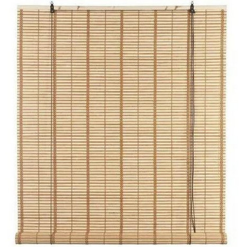 Tapparella in listelli di bamboo marrone chiaro 120x250 cm con arrotolamento a carrucola supporti in legno e ganci in metallo