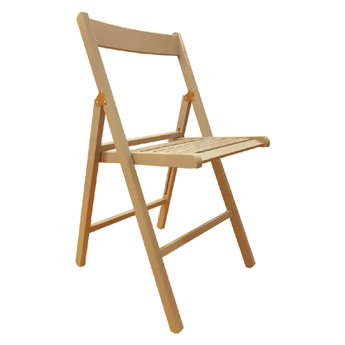 Folding chair in painted wood with 7 slats in natural color metal joints for gardens picnics and events