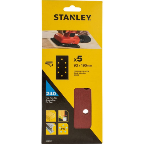 Stanley STA31527 confezione 5 fogli a strappo 93x190 mm grana fine per levigatrice