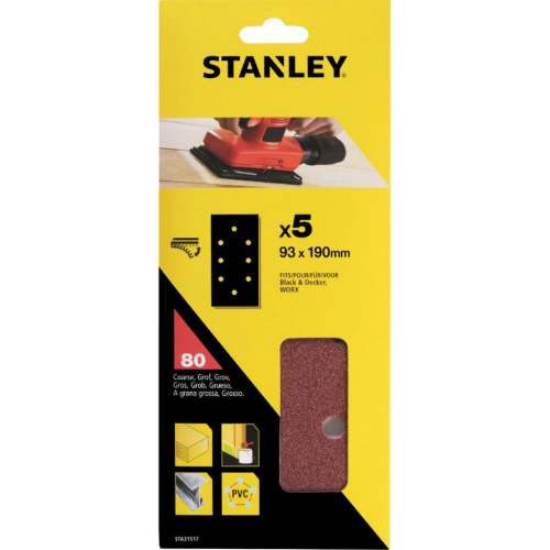 Stanley STA31517 cf 5 fogli a strappo 93x190 mm grana grossa per levigatrice
