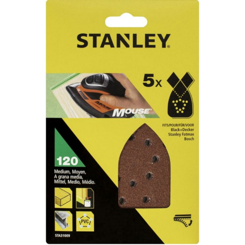 Stanley STA31029 cf 5 fogli a punta a strappo grana 120 per mouse