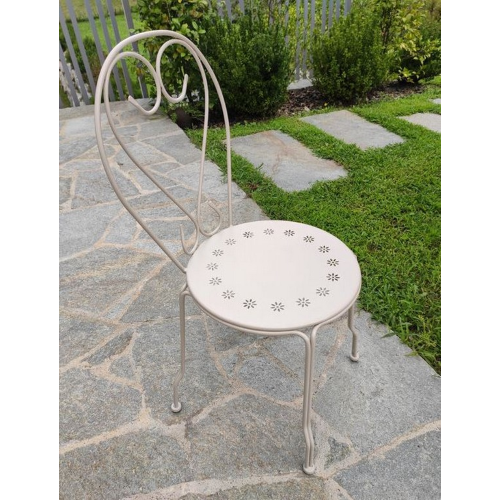 Chaise Sorrento en acier laqué crème mat 48x89 cm pour jardin extérieur