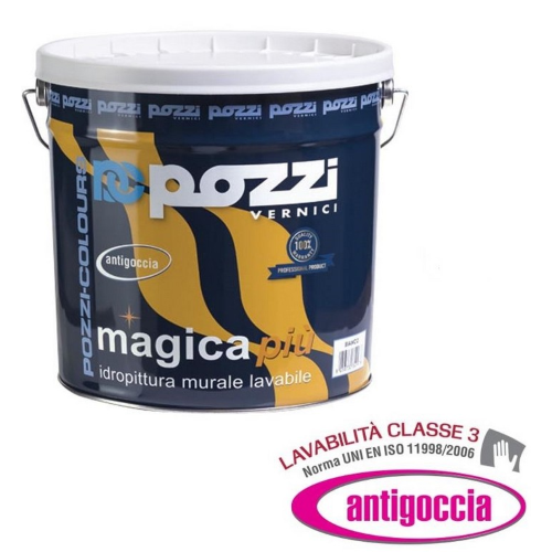 Pozzi Magica plus water-based wall paint 14 lt white washable anti-drop for interiors