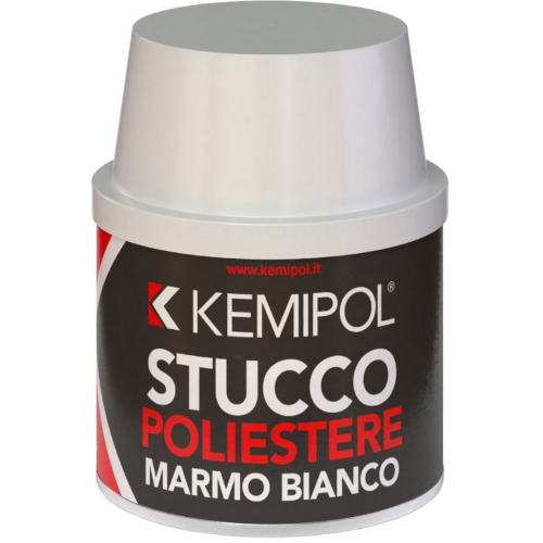 Kemipol weißer Marmor Polyester Kitt 150 ml mit Kelle zum Entfernen von Make-up aus Marmor, Granit und Steinen