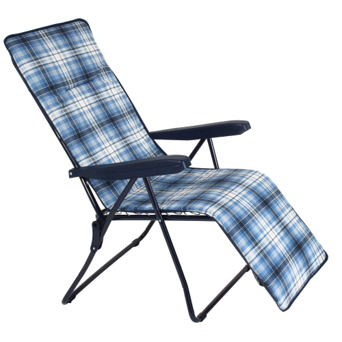 Transat 902 CON avec repose-pieds réglable 5 positions en acier cm 147x60x61 accoudoirs coussin couleurs assorties chaise pour jardin extérieur
