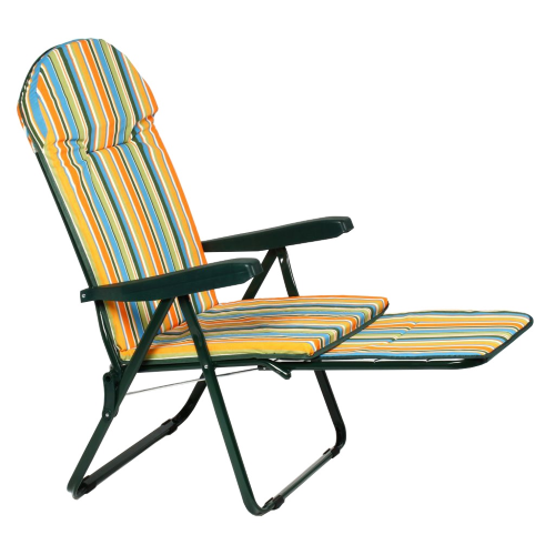Rimini R 188 NF Liegestuhl mit Fußstütze Armlehnen Kissen und verstellbarer Kopfstütze aus Stahl 166x60x63 cm Stuhl für Garten im Freien
