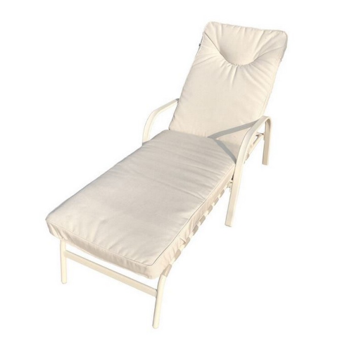Chaise longue Giove fauteuil structure métal 158x65x98 cm coussin couleur écru pour jardin extérieur