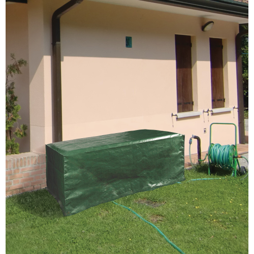 Rechteckige Tischdecke für den Außenbereich aus grünem Polyester 150 x 100 x 70 cm waschbar und wetterfest