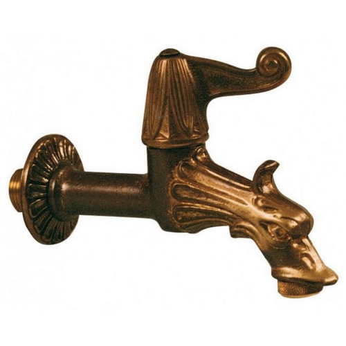 Artistic brass tap with 1/2 m hose connector for garden fountain
