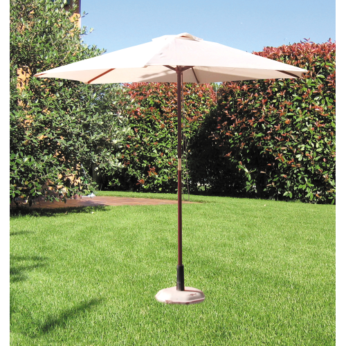 Koem round umbrella with wooden structure and ecru polyester top Ø 250 cm for outdoor garden