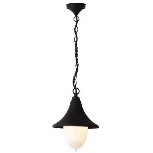 Paris lantern with chain 25 cm h in black painted aluminum 60 W lamps methacrylate globe Ø 27.8 cm for outdoor use