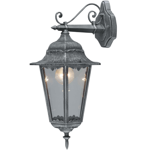 Ireland lantern with cast iron gray painted aluminum arm 43 cm h glass protection screen for 60 W outdoor lamps