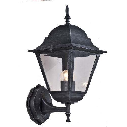 New York lantern with low arm cm 41 h in cast iron gray aluminum glass screen for 60 W lamps for outdoor garden