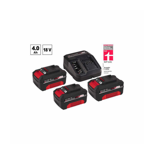 Einhell kit 3 batterie+caricabatteria 18V 4.0Ah Power-X-Change Li-Ionen antiurto