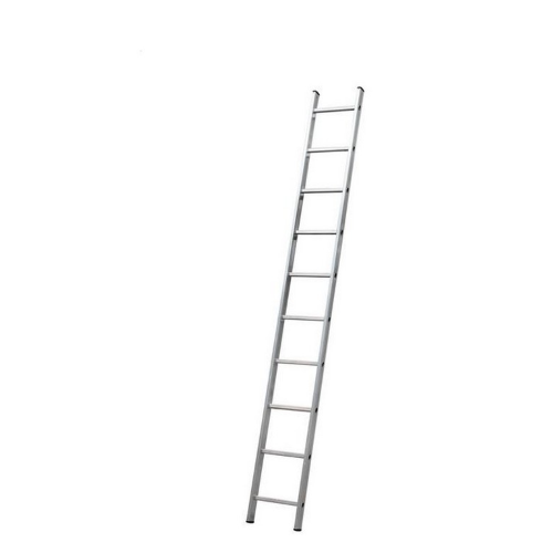 Single element aluminum ladder 10 steps h 283 cm square section rungs and lower upright foot