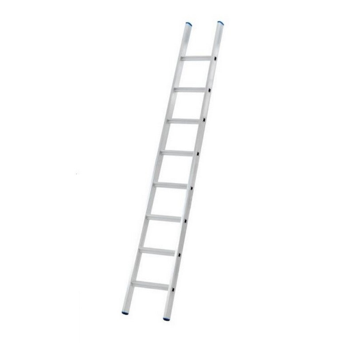 Single element flared aluminum ladder 16 steps h 445 cm wide rungs 50 mm non-slip
