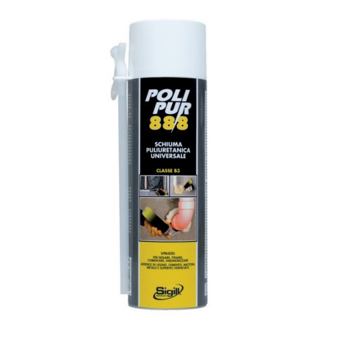 Sigill Polipur 888 schiuma poliuretanica universale 750 ml per fissare e riempire classe resistenza al fuoco B3 manuale
