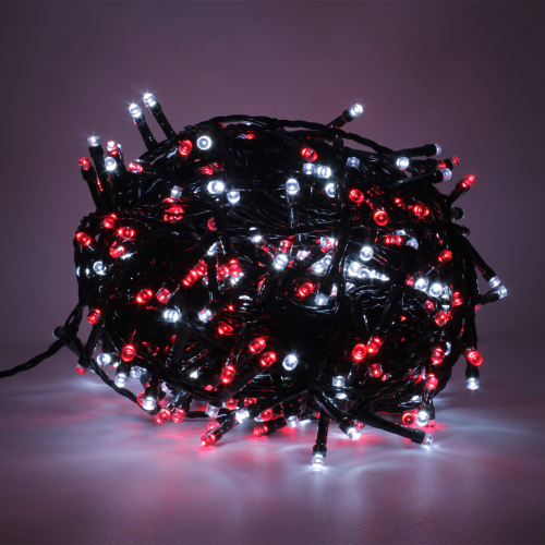 Luccika Home stringa luminosa catena serie di luci per albero di Natale a led Bianco Ghiaccio e Rosso con 8 giochi di luce e memoria per uso esterno interno