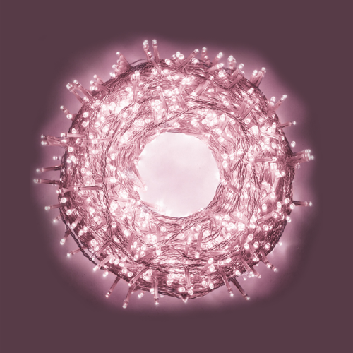 Luccika Home guirlande de lumières de Noël à led rose câble transparent avec 8 jeux de lumière et de mémoire pour une utilisation intérieure et extérieure