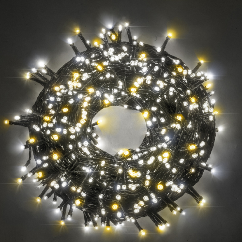 Luccika Home stringa luminosa catena serie di luci per albero di Natale a led Bianco Ghiaccio e Bianco Caldo con 8 giochi di luce e memoria per uso esterno interno